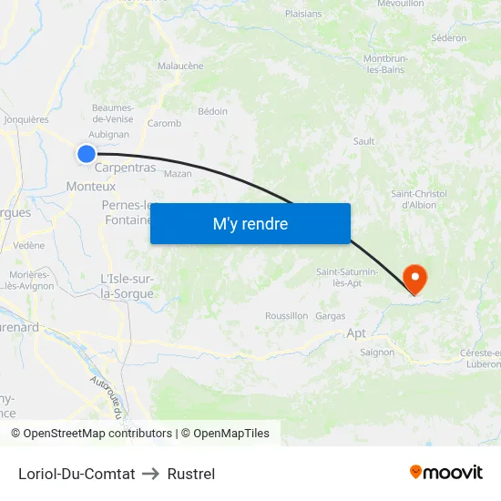 Loriol-Du-Comtat to Rustrel map