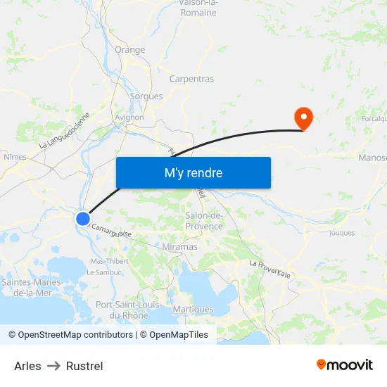 Arles to Rustrel map