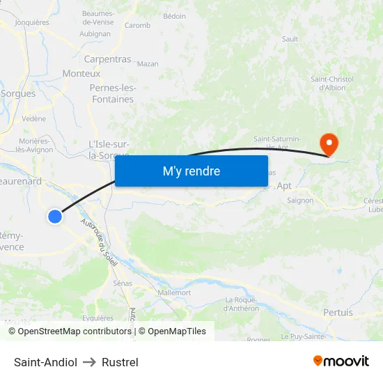 Saint-Andiol to Rustrel map