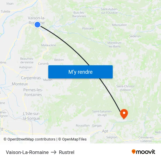 Vaison-La-Romaine to Rustrel map