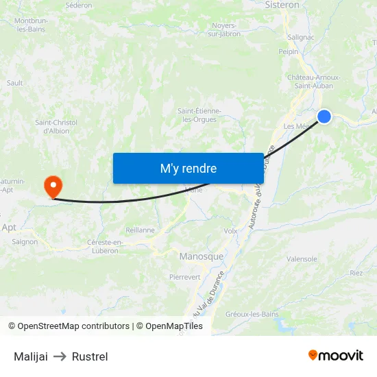 Malijai to Rustrel map
