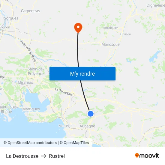 La Destrousse to Rustrel map