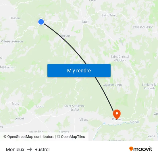 Monieux to Rustrel map