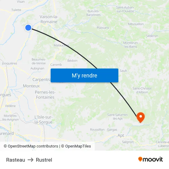 Rasteau to Rustrel map