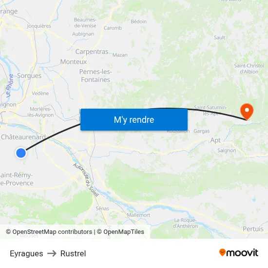 Eyragues to Rustrel map