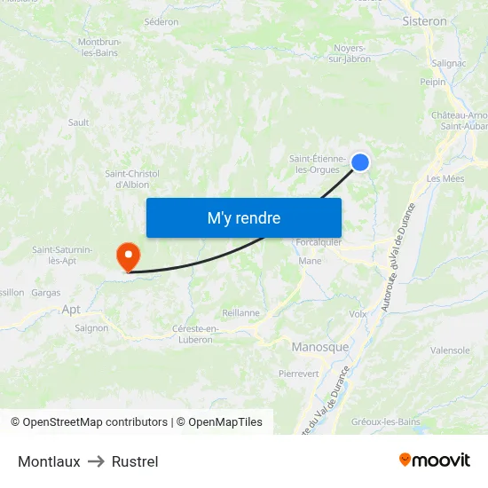 Montlaux to Rustrel map