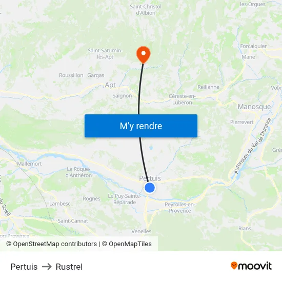 Pertuis to Rustrel map