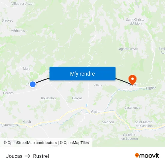 Joucas to Rustrel map