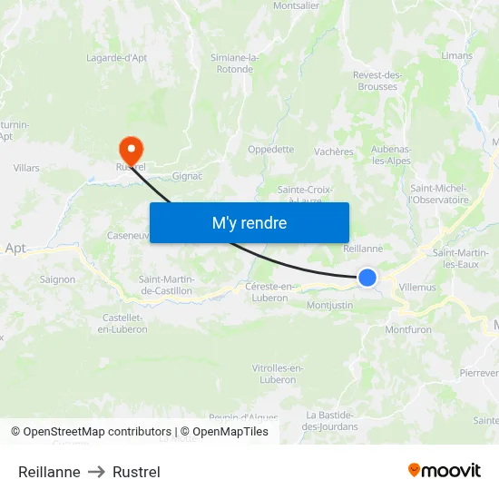 Reillanne to Rustrel map