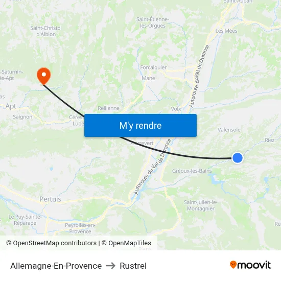 Allemagne-En-Provence to Rustrel map