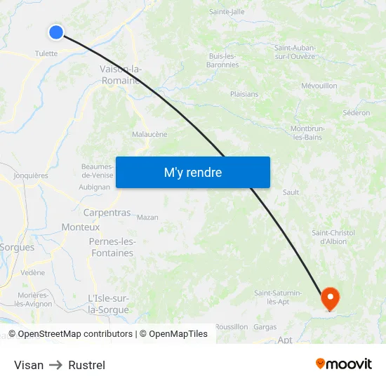 Visan to Rustrel map