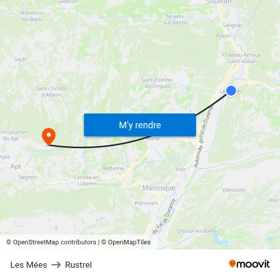 Les Mées to Rustrel map