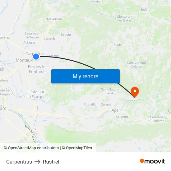 Carpentras to Rustrel map