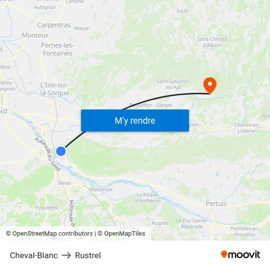 Cheval-Blanc to Rustrel map