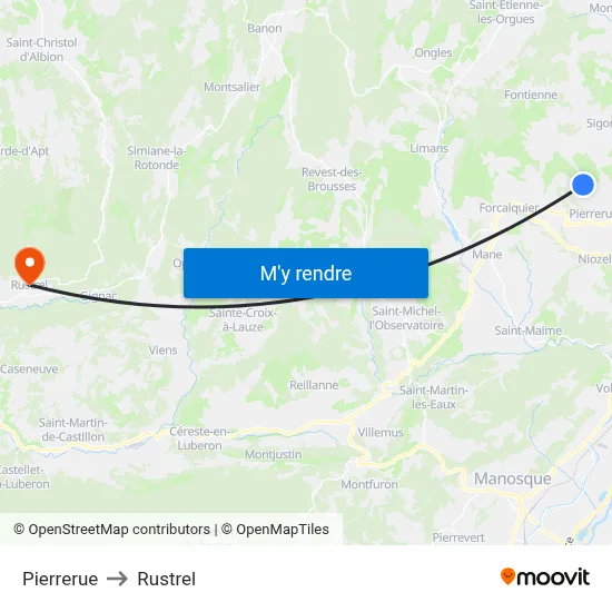 Pierrerue to Rustrel map