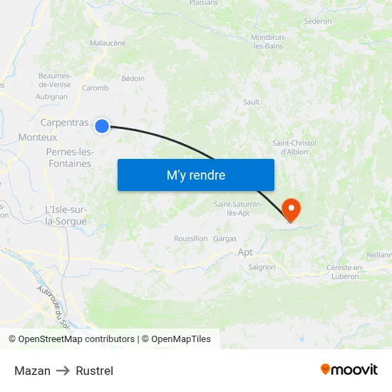 Mazan to Rustrel map