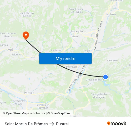 Saint-Martin-De-Brômes to Rustrel map