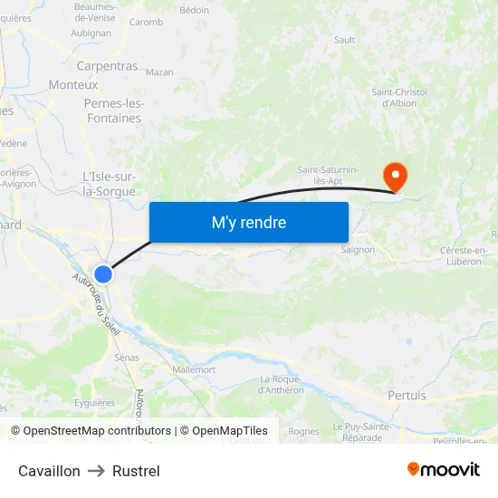 Cavaillon to Rustrel map