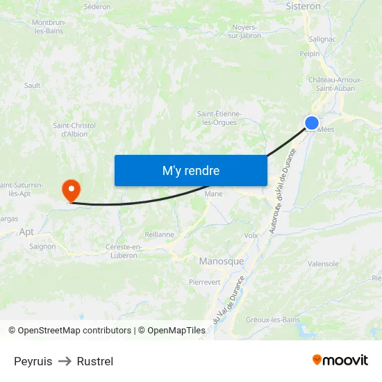 Peyruis to Rustrel map