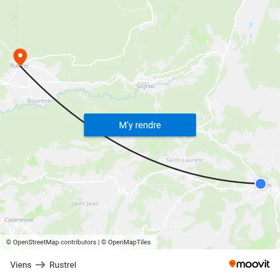 Viens to Rustrel map