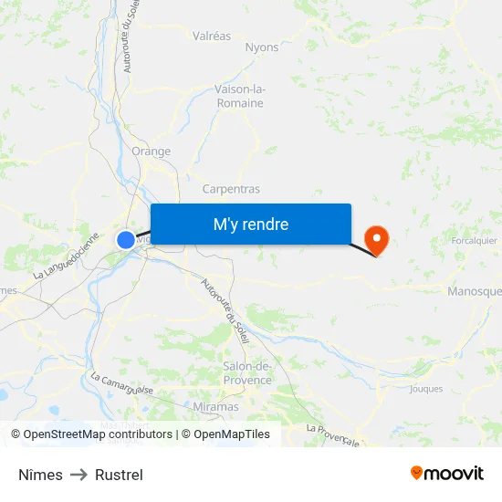 Nîmes to Rustrel map