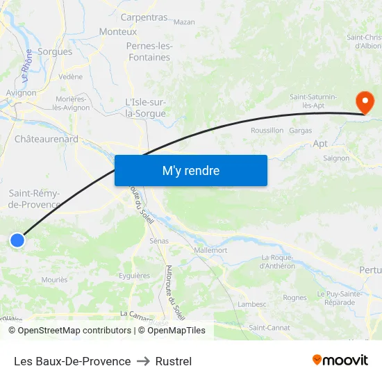Les Baux-De-Provence to Rustrel map