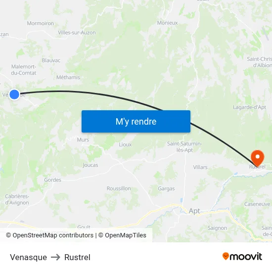 Venasque to Rustrel map
