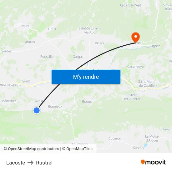 Lacoste to Rustrel map