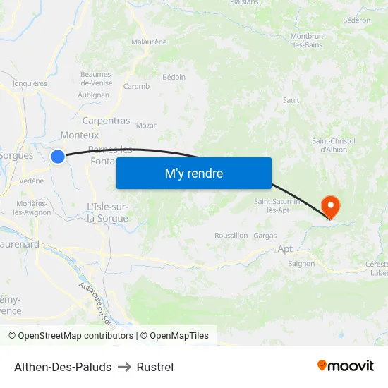 Althen-Des-Paluds to Rustrel map