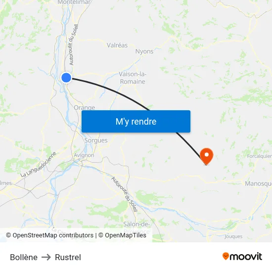 Bollène to Rustrel map