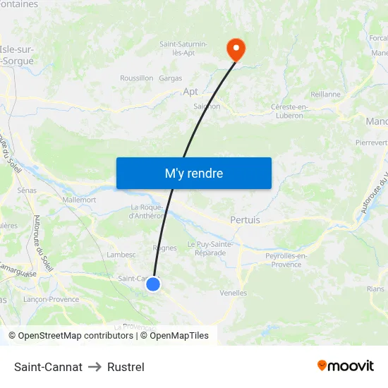Saint-Cannat to Rustrel map