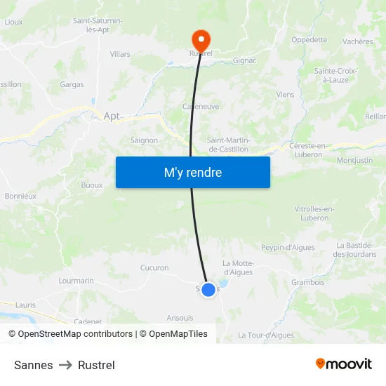 Sannes to Rustrel map