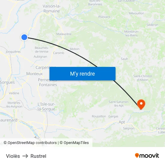 Violès to Rustrel map