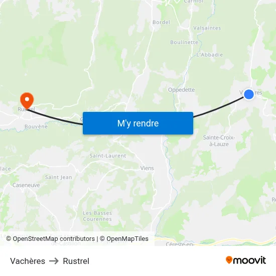 Vachères to Rustrel map
