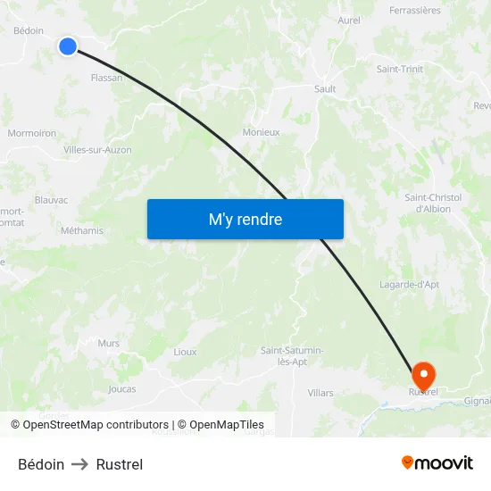 Bédoin to Rustrel map