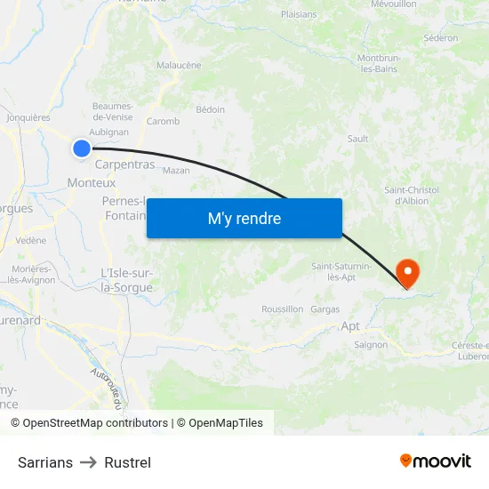 Sarrians to Rustrel map