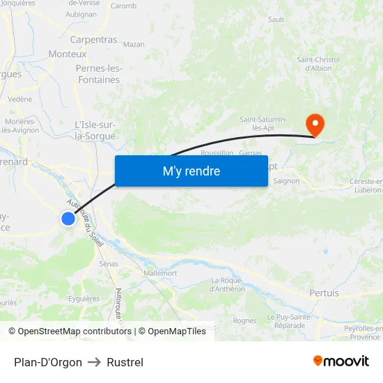 Plan-D'Orgon to Rustrel map