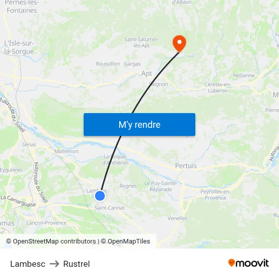 Lambesc to Rustrel map