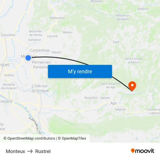 Monteux to Rustrel map