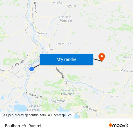 Boulbon to Rustrel map