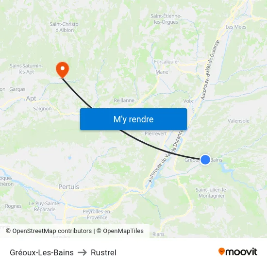 Gréoux-Les-Bains to Rustrel map