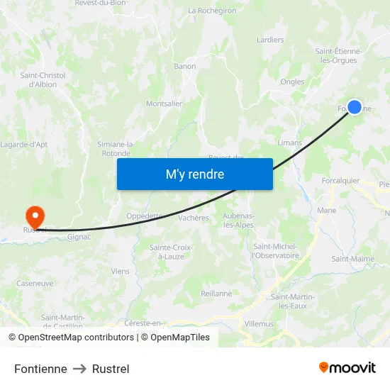 Fontienne to Rustrel map