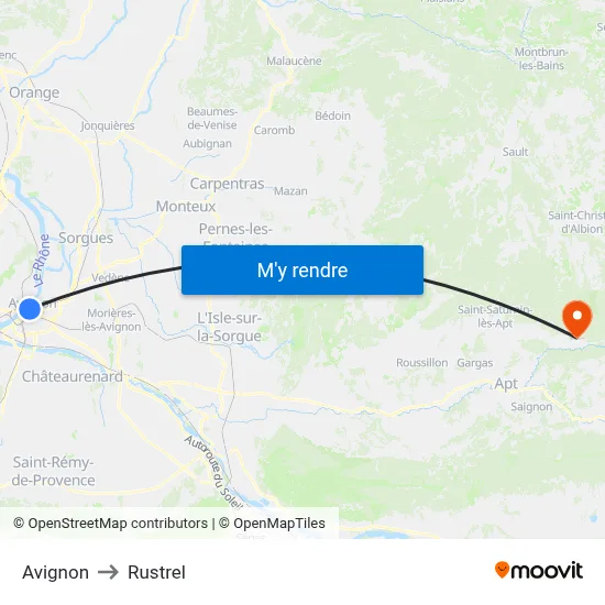 Avignon to Rustrel map
