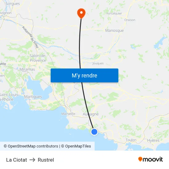 La Ciotat to Rustrel map