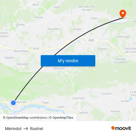 Mérindol to Rustrel map