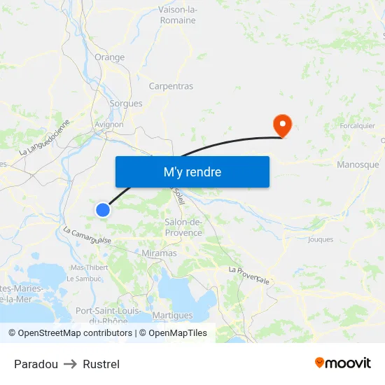 Paradou to Rustrel map