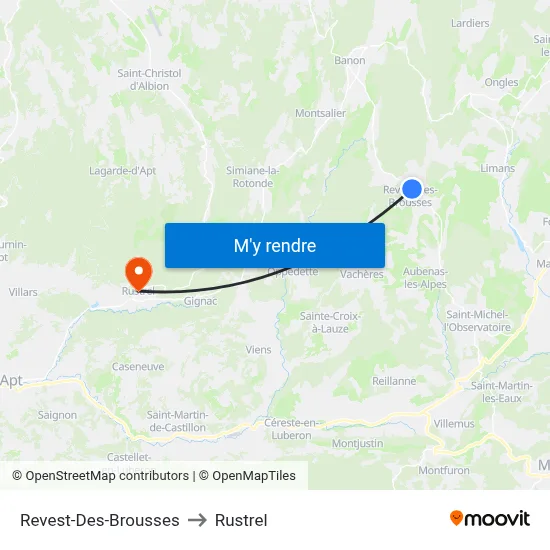 Revest-Des-Brousses to Rustrel map