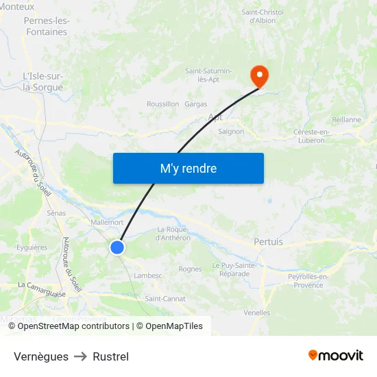 Vernègues to Rustrel map
