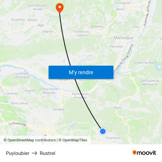 Puyloubier to Rustrel map