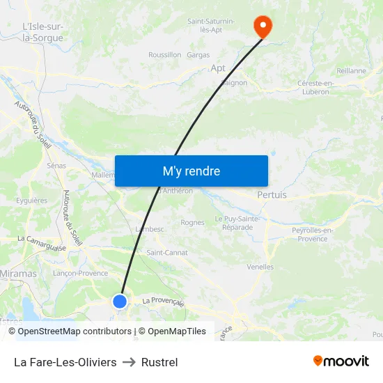 La Fare-Les-Oliviers to Rustrel map
